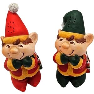 HALLMARK elf salt & pepper shakers plastic w/stopper